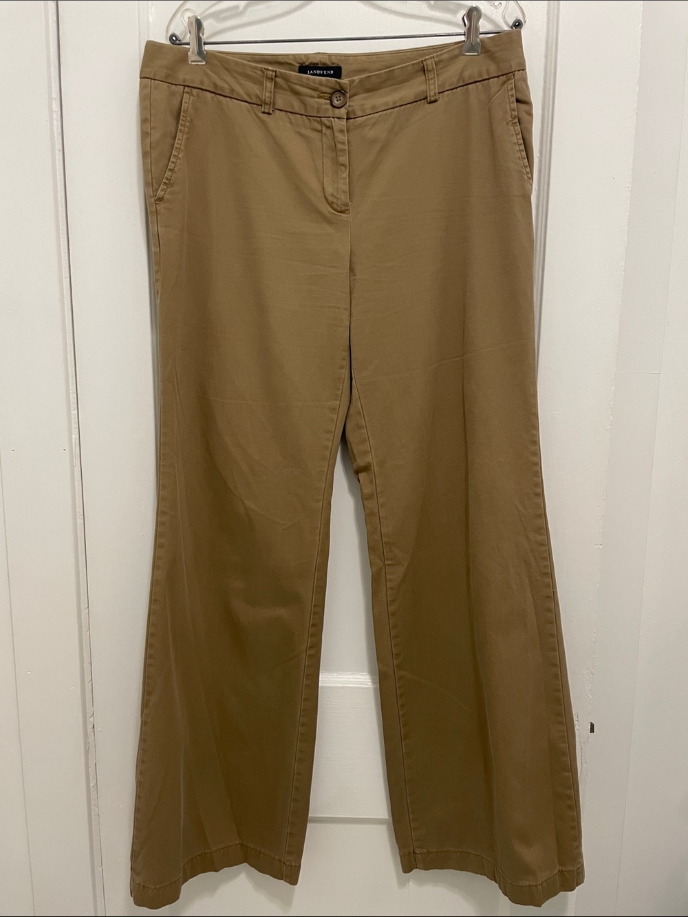 Lands' End Flare Wide-Leg Jeans in Khaki Brown